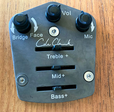 Cole Clark Fat Lady guitar control panel